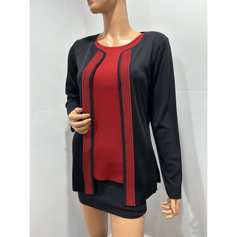 elegant misook Cardigan Set size XSmall black and fox red